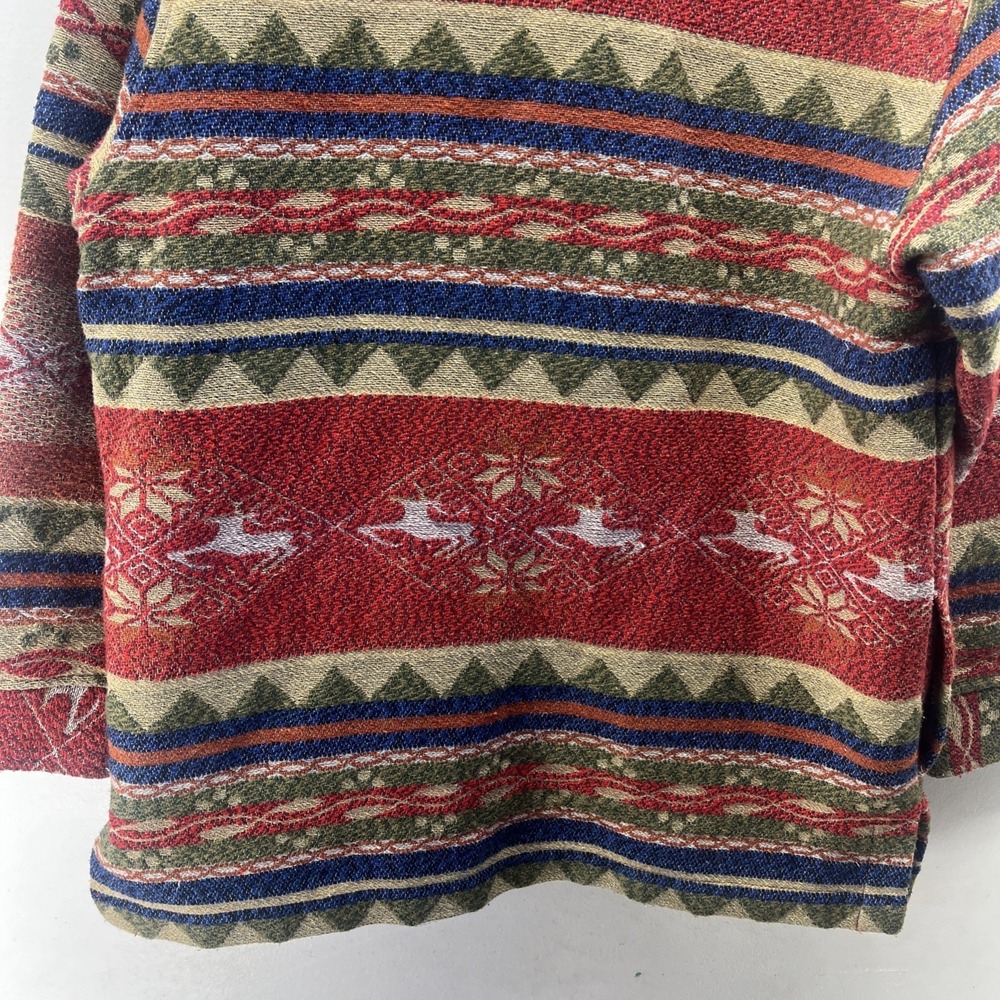 Vintage 90's Tapestry Woven Knit Jacket Wool Blend Western Deer Womens Medium - Picture 10 of 12